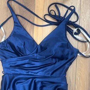 Elegant Blue Halter Dress